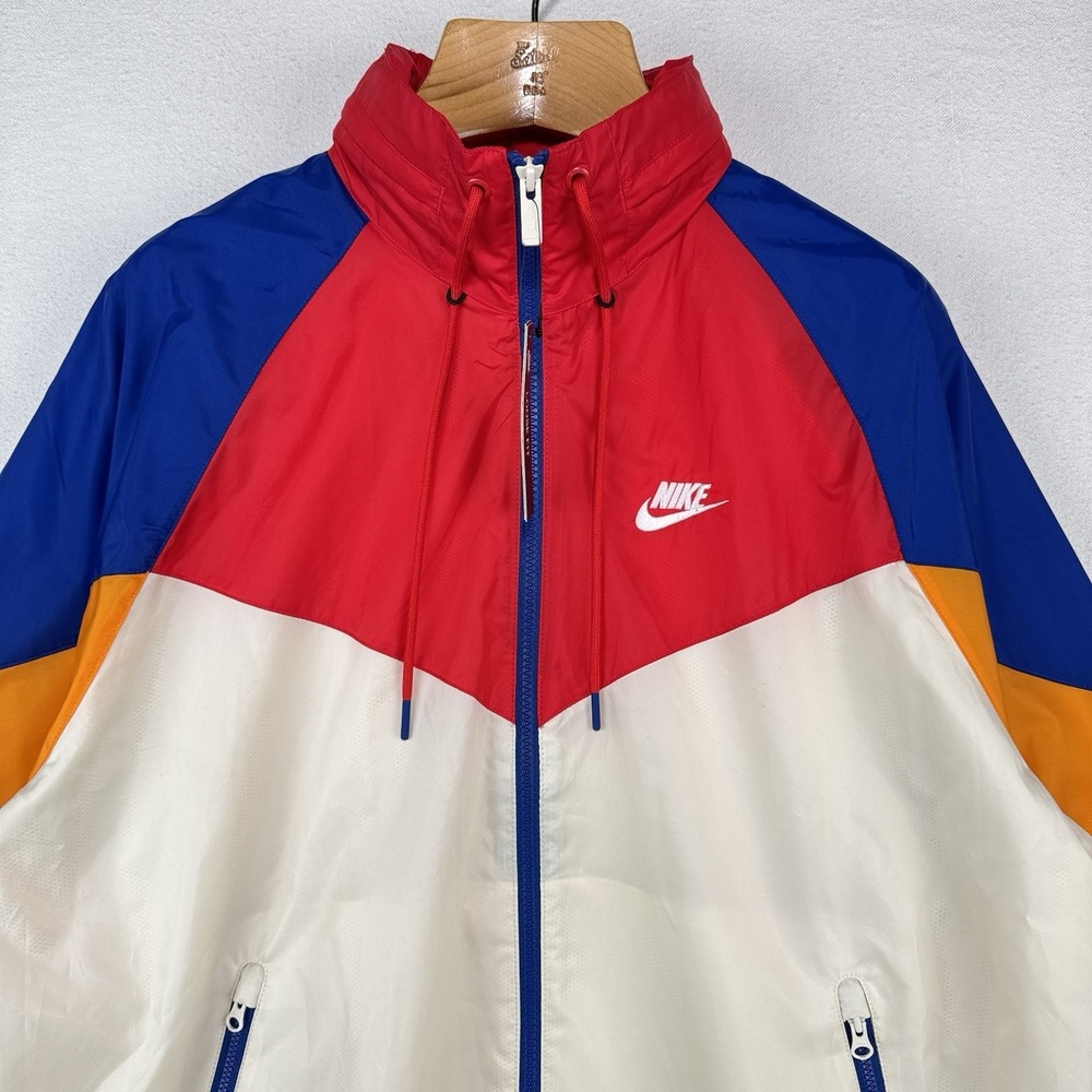 NWT Nike Sportswear Windrunner Windbreaker Track Jacket Men's M Cream Blue Red - Picture 6 of 15